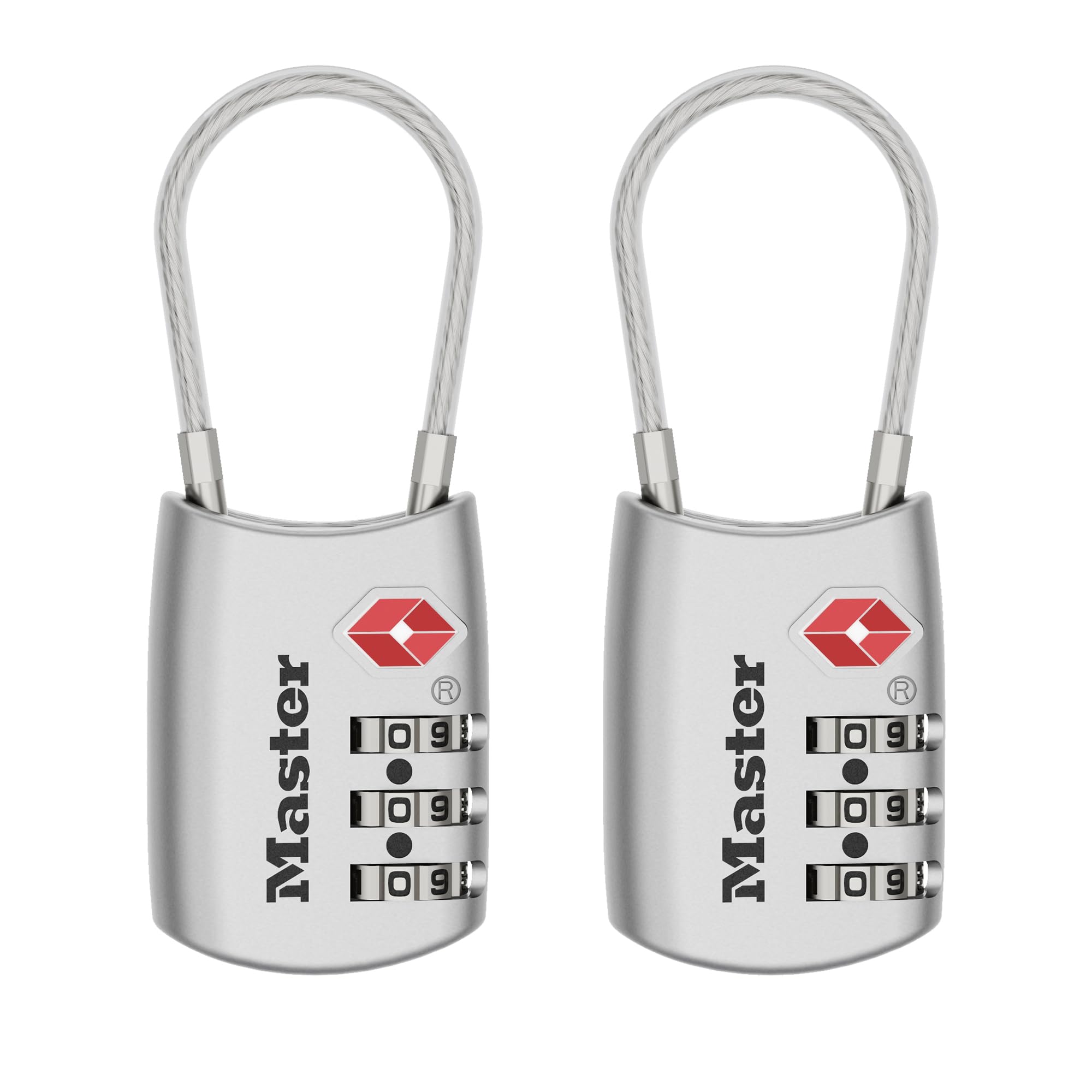 Master Lock TSA Approved Combination Luggage Lock, 2-Pack, 4688SLVEC2