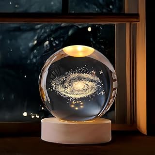 BTfash 3D Milky Way Ball Night Light with Wooden Base for Home Decor, Living Room, Bedrooms Ornament Price In India