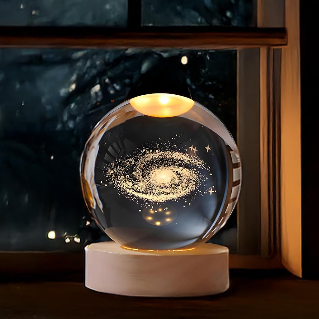 3D Milky Way Ball Night Light with Wooden Base – Home Decor 3D Milky Way Ball Night Light with Wooden Base – Home Decor