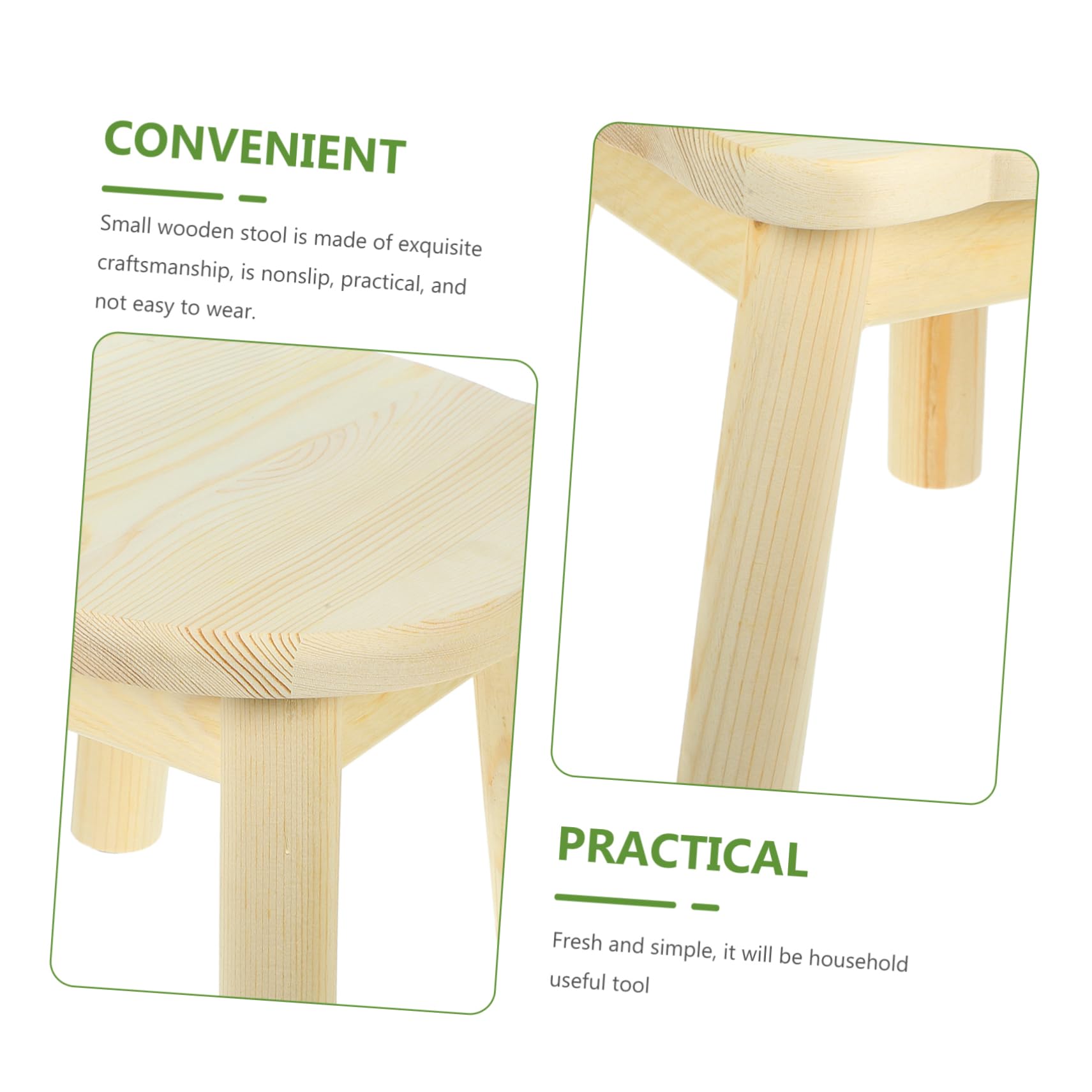 Amosfun Cute Boys and Girls Step Stool Low Wooden Stool for Dorm Kitchen for Decor
