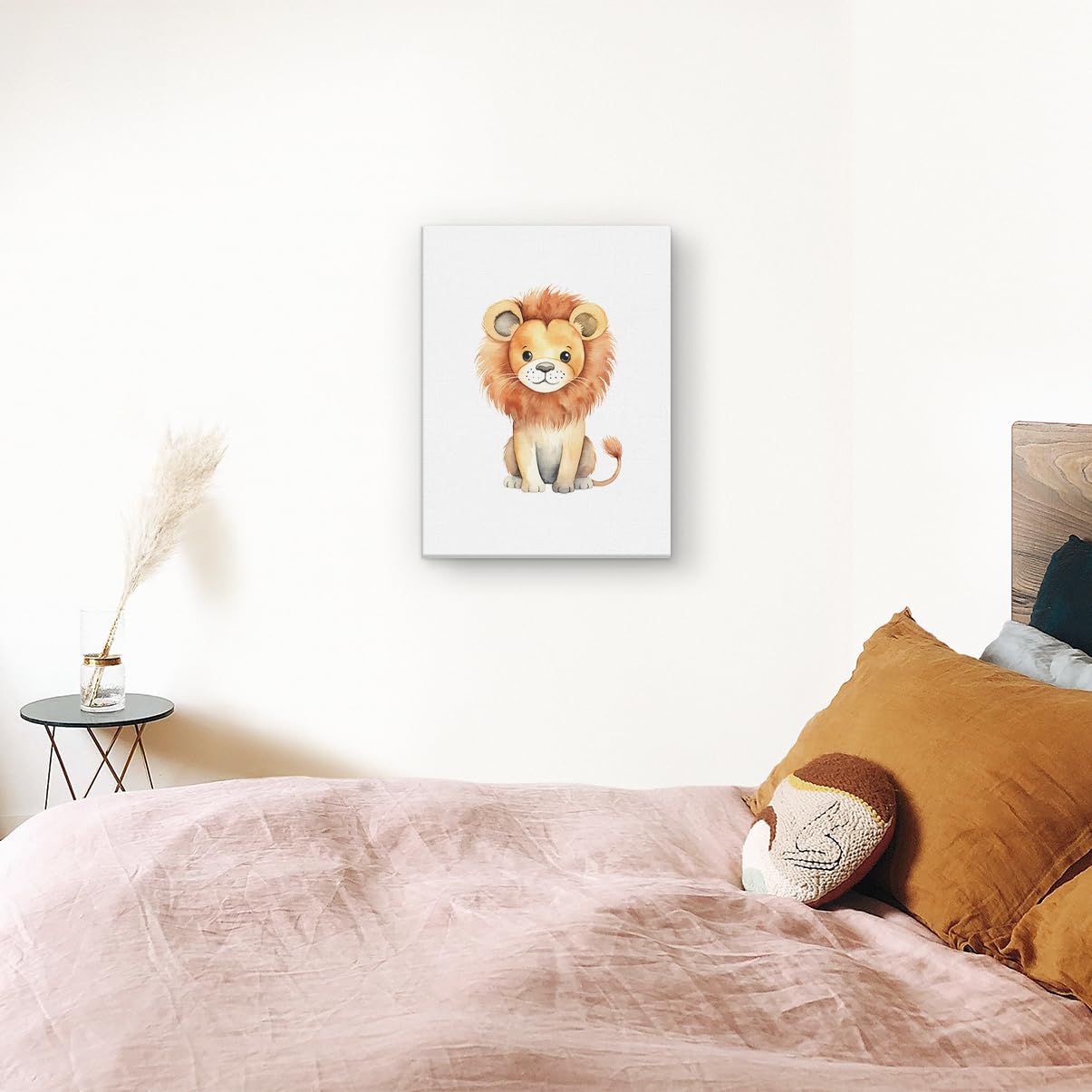 Artaza Tableau Décoration Murale Lion - 60x80 cm - Peinture Chambre Enfant - Impression Sur Toile Aquarelle - Deco Murale Bebe