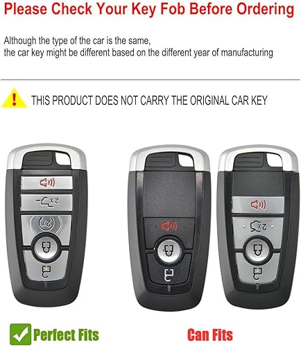 Miniatura 2 de Funda de cuero para llavero Ford compatible con Bronco Escape Mustang Explorer F150 F250 F350 King Ranch Fusion Edge Raptor 2017-2024 (negro), Negro