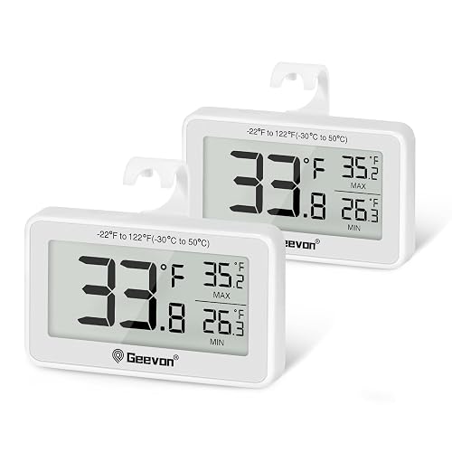 Geevon 2 Pack Digital Fridge Thermometer IP65