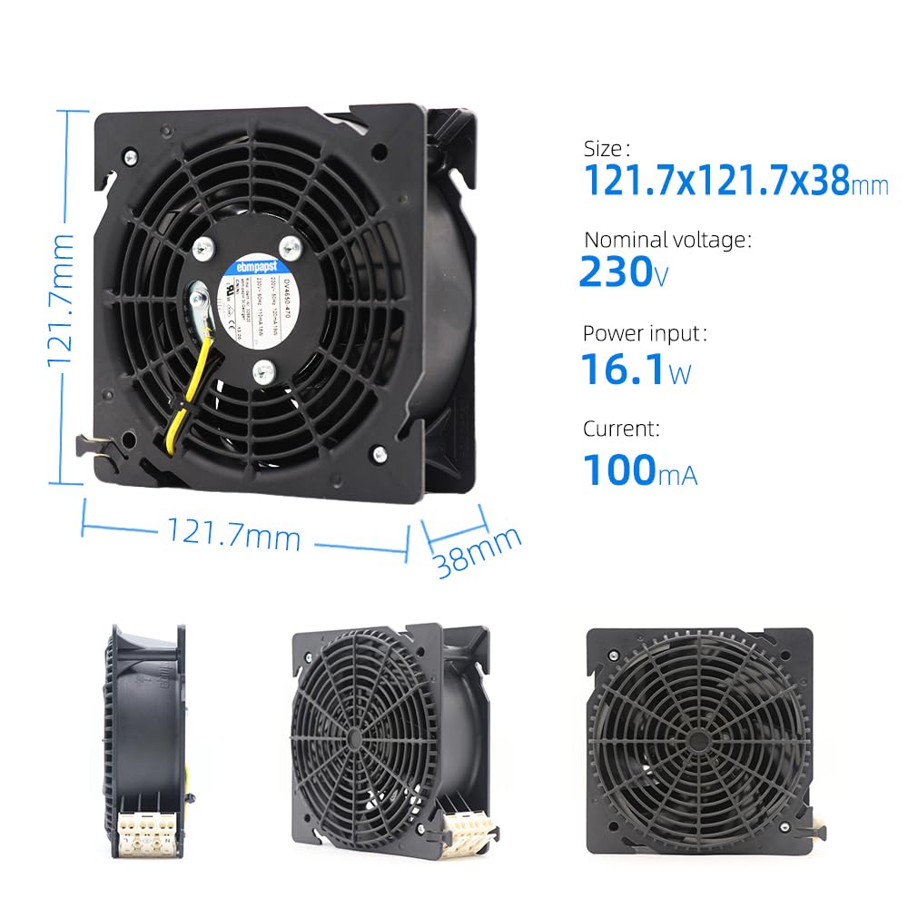 Ventilador ebmpapst DV4650-470 12038 120 x 120 x 38 mm, 12 cm, 230 V CA, 50 Hz, 17,7 W, rodamiento de bolas, ventilador de refrigeración de flujo axial