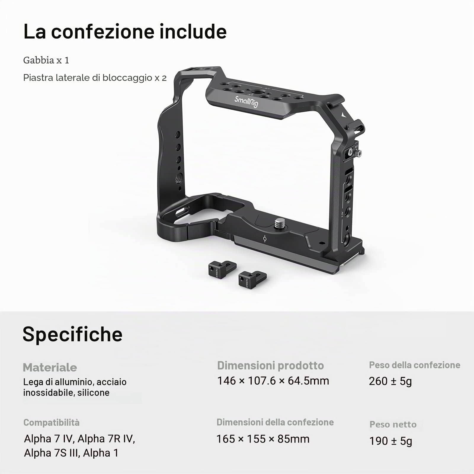(Versione Aggiornata) SMALLRIG Cage per Sony Alpha 7R V/ 7 IV/ 7S III/ 1/ 7R IV - 3667C