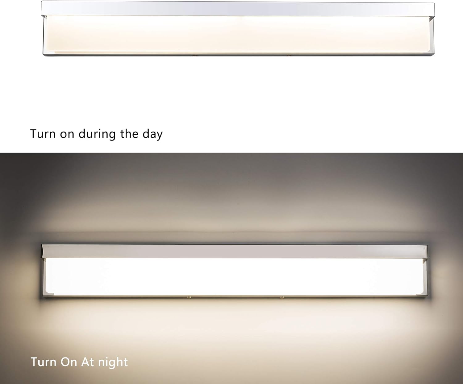 Flash Deals - 70% OFF LIGHTINN LED Bathroom Vanity Light Fixture Over Mirror 32.3 inch Modern Rectangle Finishing Stainless Steel Lighting Bar 4000K Daylight Wall Sconce (Chrome)