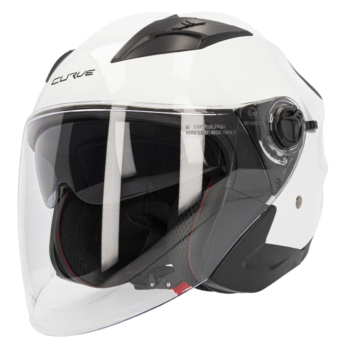 Casco Moto Jet Curve Mercury, Materiale ABS, Visore Solare Affumicato, Chiusura Micrometrica, Adulti, Uomo e Donna, ECE 22.06