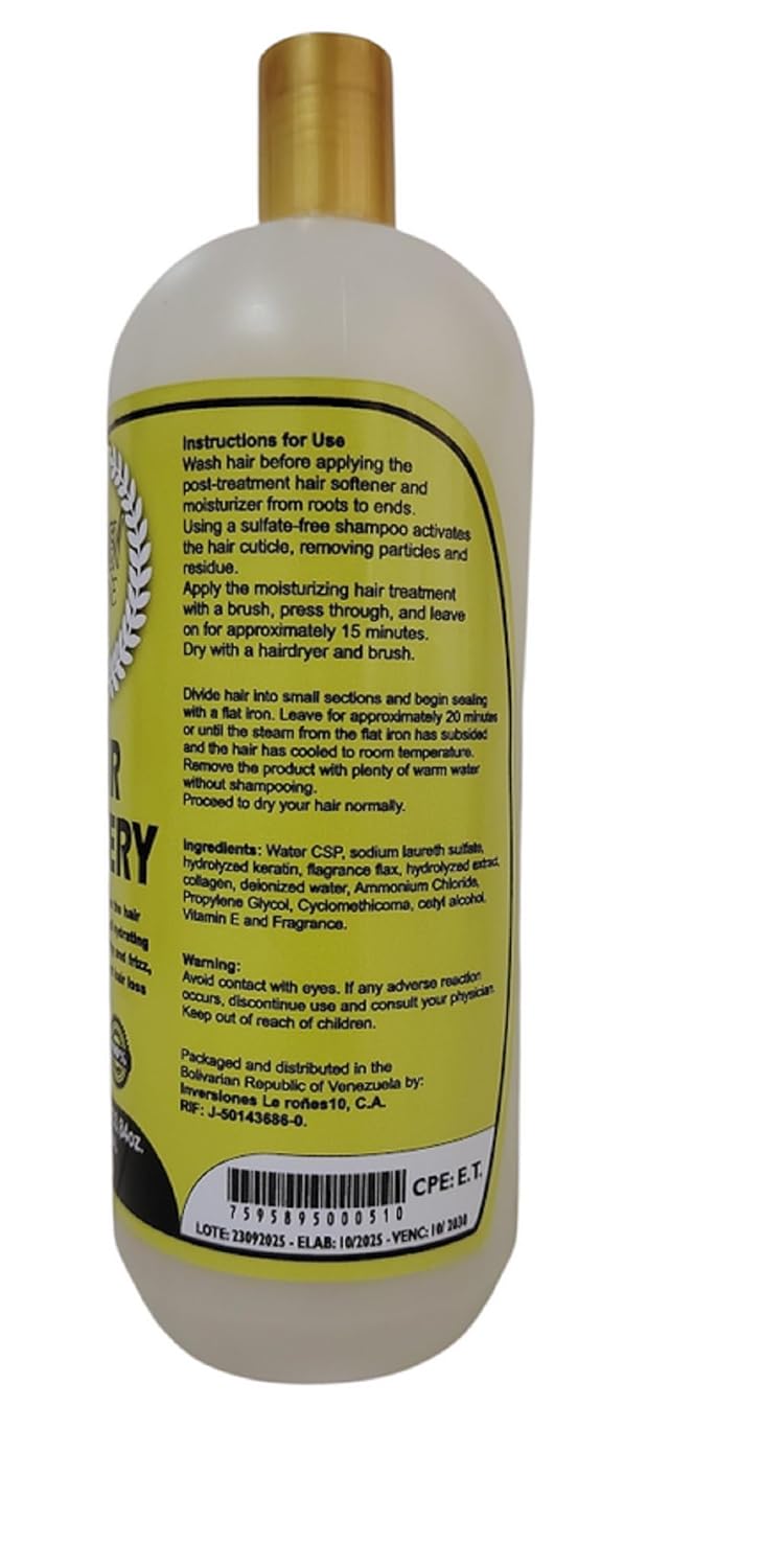 Golden Shine Hair Surgery (33.8 fl oz) Professional Gold Hair Treatment - Intensive Smoothing System for Silky, Straight & High-Shine Hair - Deep Hydration & Frizz Control. (1000 ml or 33.84fl oz)
