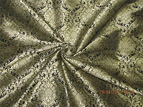 Brocart de soie lourde noir et or 91cm | Tissu de luxe pour haute couture