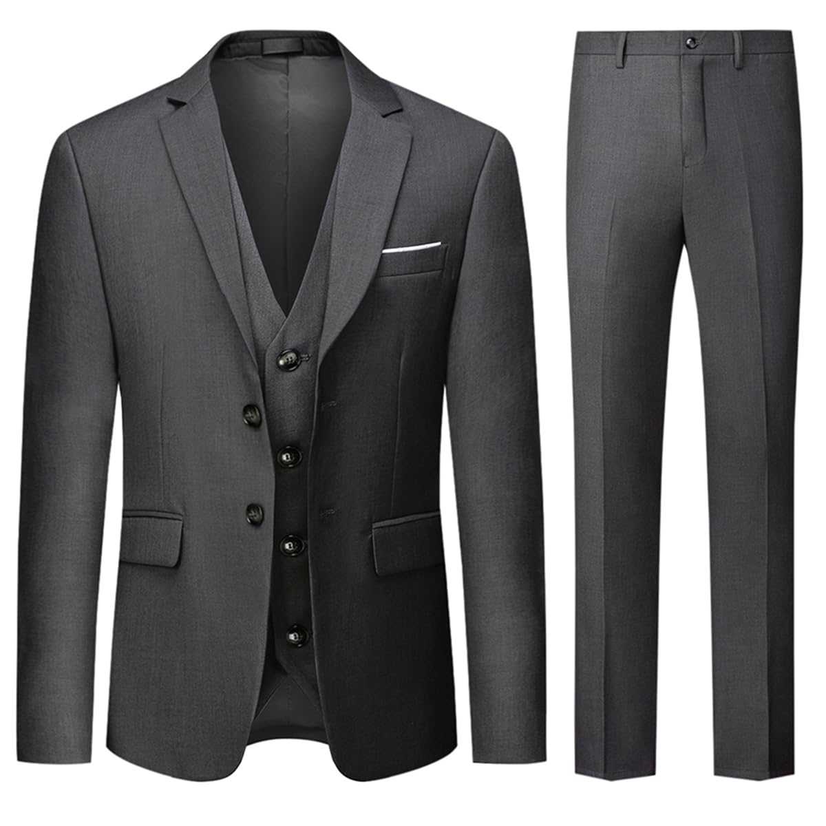 Sponsored Ad – Mens Suits 3 Piece Regular Fit Formal Dress Tuxedo 2 Buttons Business Suit Jacket Vest Trousers