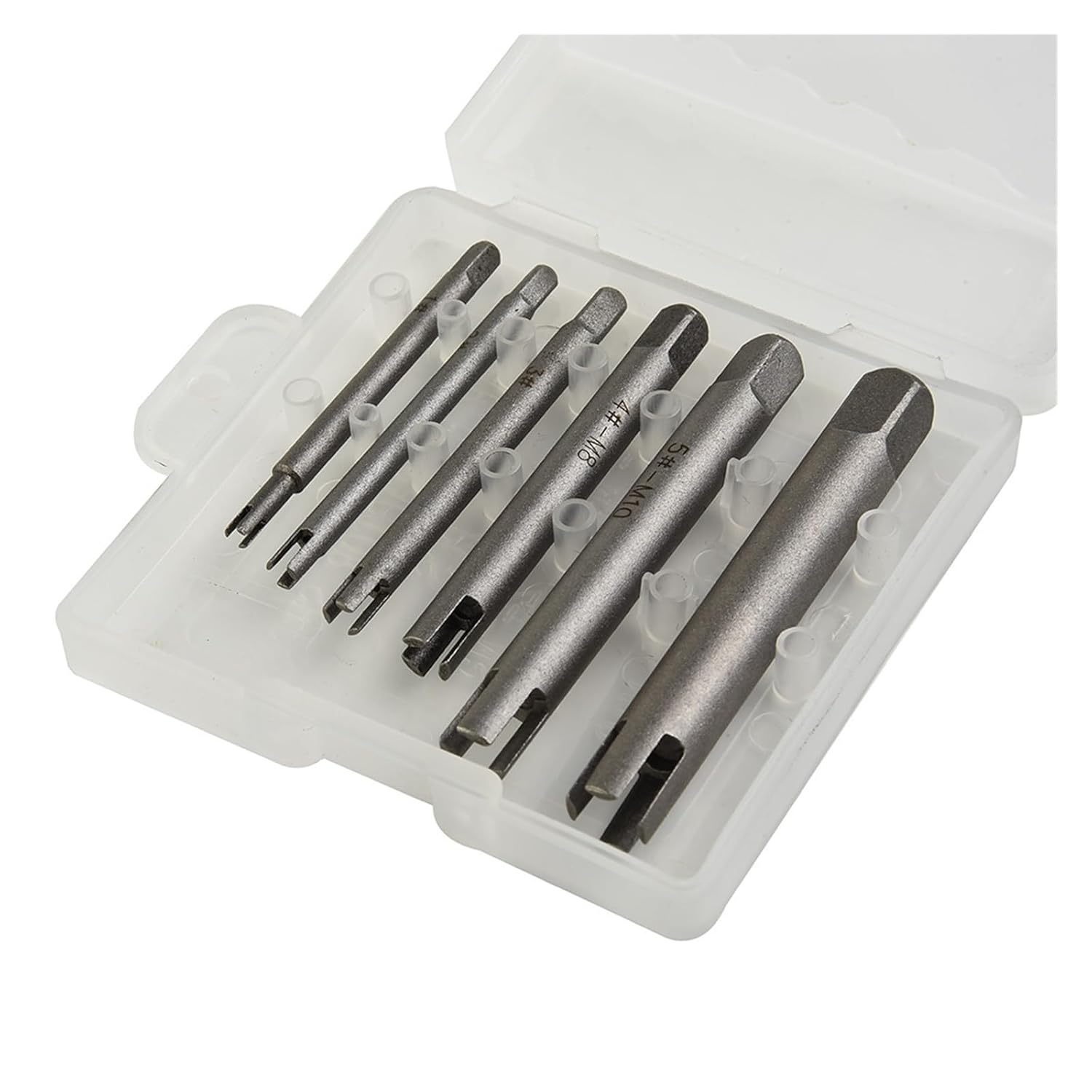 Tap Extractor 6PCS Damaged Screw Tap Extractor Drill Bit Set Stripped Disassemble Broken Bolt Remover Demolition Tools M5 M6 M8 M10