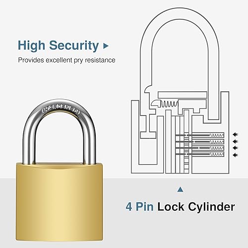 Miniatura 2 de Puroma Paquete de 2 mini candados con llave con llaves, cerradura de casillero de 1.299 in para mochila, equipaje, casillero de gimnasio escolar,