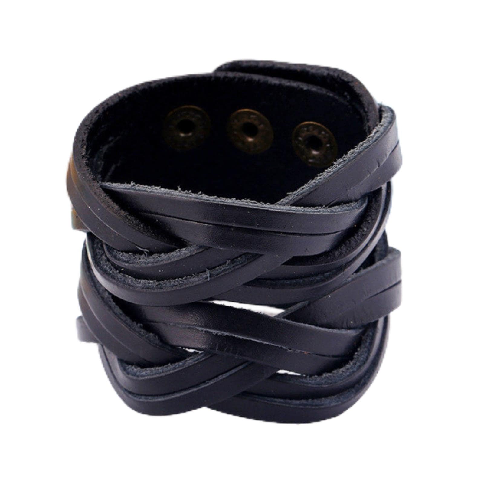 LYGXWJFC Pulsera sofisticada, Nueva Pulsera de Cuero Punk para Hombres, Pulseras Trenzadas Multicapa con dijes, Pulsera Hecha a Mano Vintage, joyería