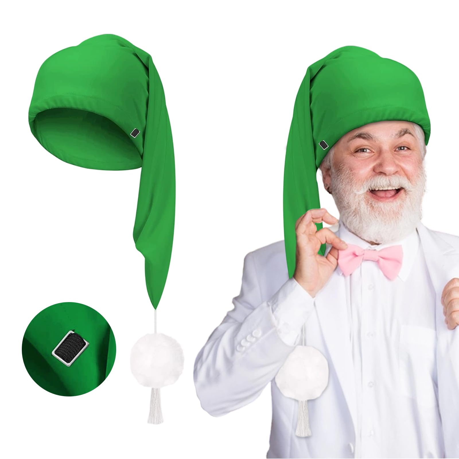 Gorro de Dormir Hombre Mujer con Pompón, Gorro de Enano para Fiestas Temáticas, Carnaval, Navidad