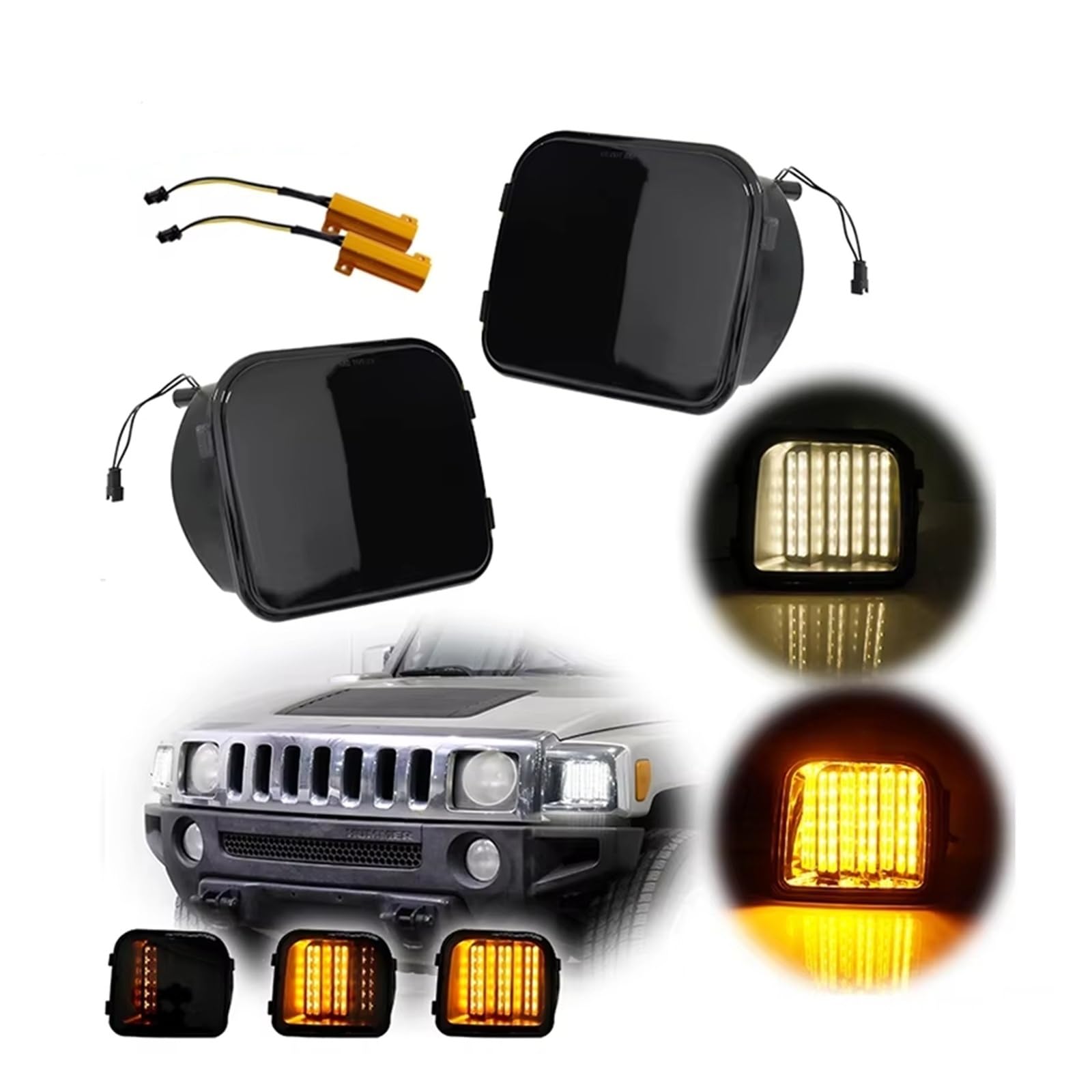 Indicatore Laterale Per Hummer Per H3 Per H3T 2006-2010 2x Angolo Paraurti Anteriore Bianco Ambra Sequenziale Led Indicatori Direzione 15139187 Indicatore Direzione Auto