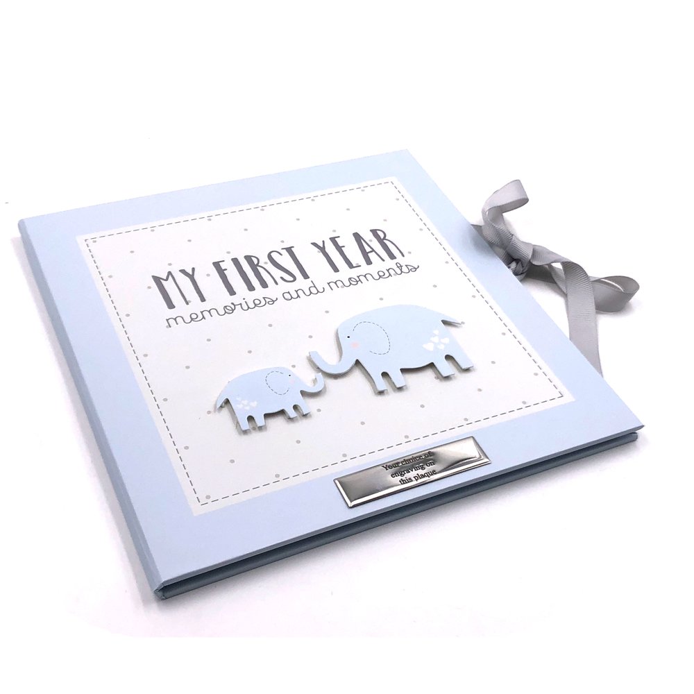 ukgiftstoreonline Baby Boy My First Year Keepsake Record Book (Personalised)