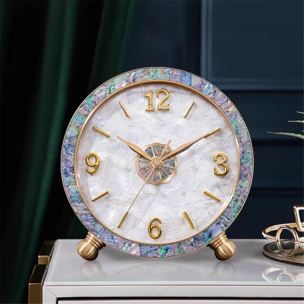 Décorative Horloge de Bureau en Laiton, décoration de Salon, lumière de Luxe, Ornements placés, silencieuse, à la Mode pour Bureau Chambre Table