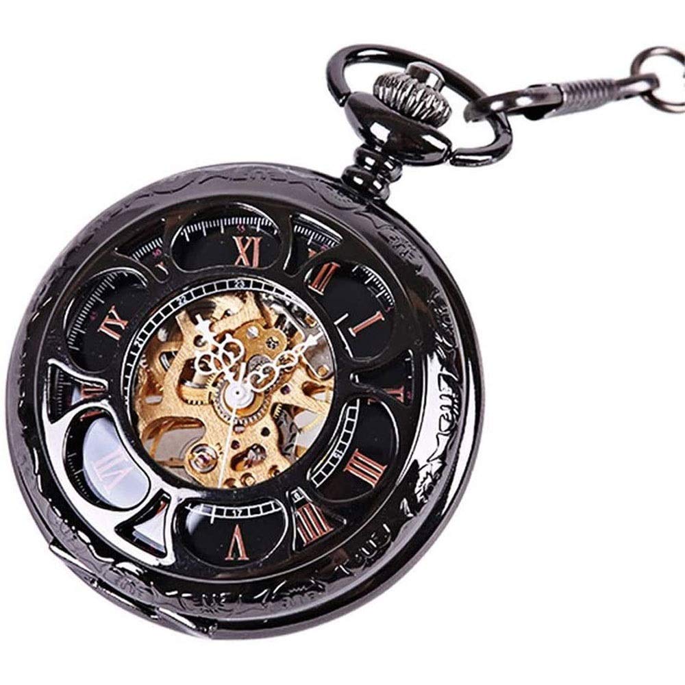 Orologio da Tasca Meccanico con Catene per Regali, Orologio Meccanico scolpito Classico Cavo con Catena Regalo per Il Compleanno Anniversario Giorno Natale Padre