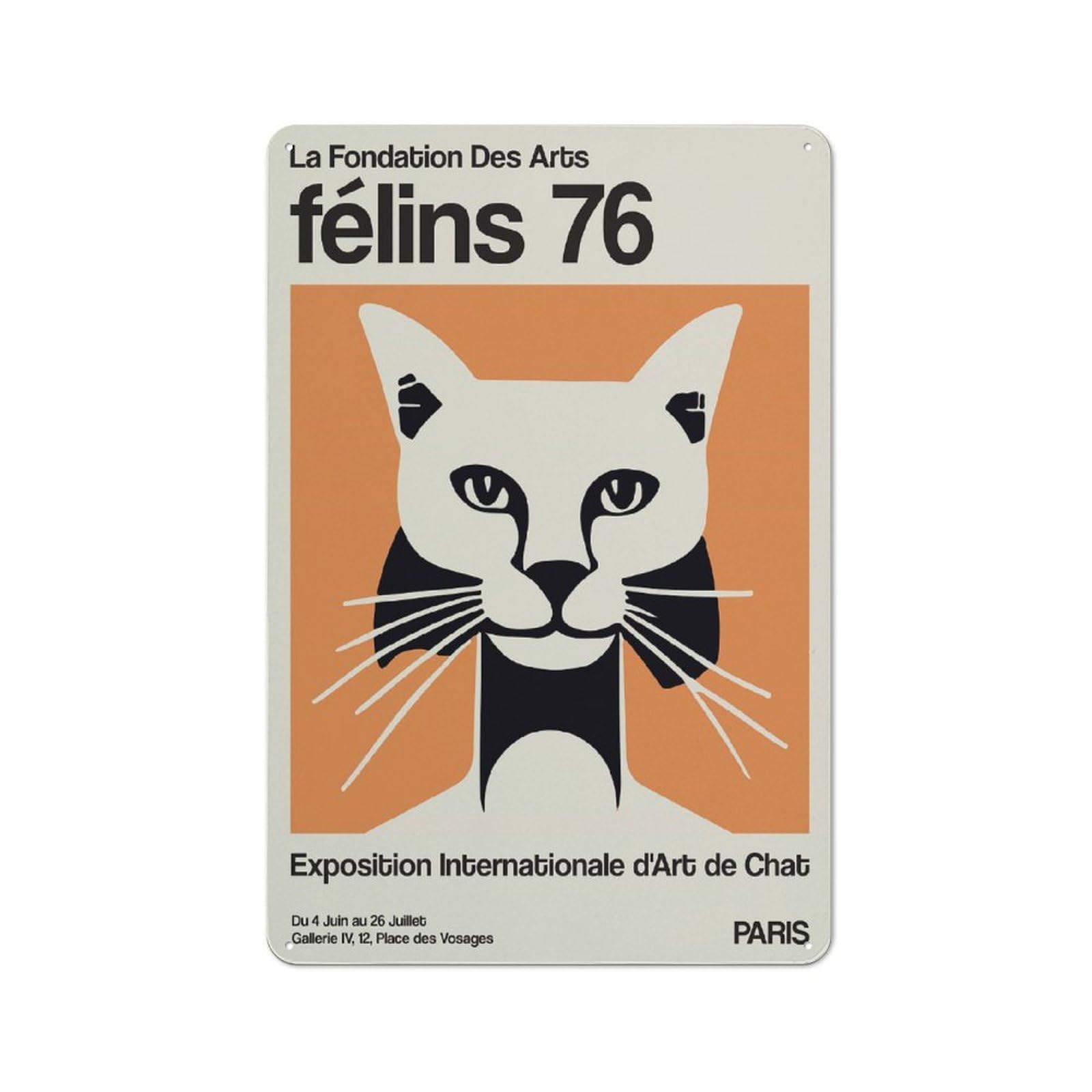 Tin Sign with Cat Exhibition Design 30x20cm, Understated Studio Wall Plaque for Hobby Room, Office, Lounge Or Living Room