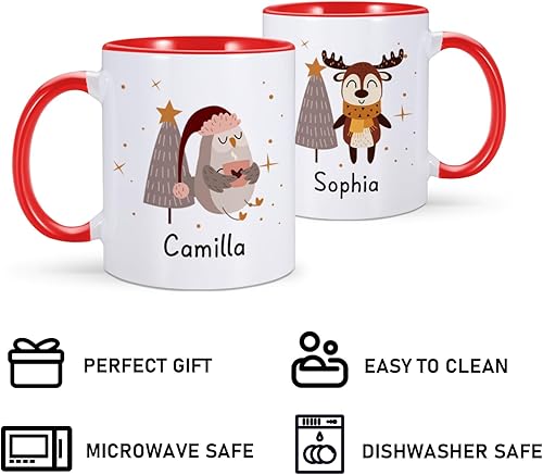 Miniatura 4 de Regalos de Navidad para niños, taza de café de Navidad con nombre personalizado, bonita taza de chocolate caliente, tazas de vacaciones de invierno