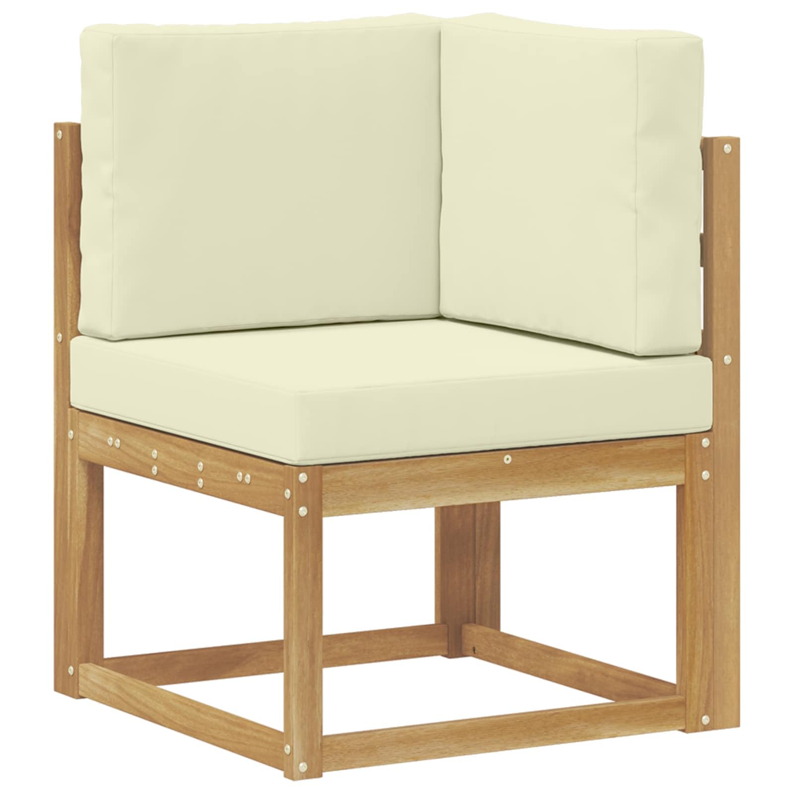 Outdoor-Sofagarnitur 7-teilig Weiß Creme aus massivem Akazienholz, Gartenset mit Tisch, Hocker, Sofas und Kissen, wetterbeständig, modular für Terrasse und Garten