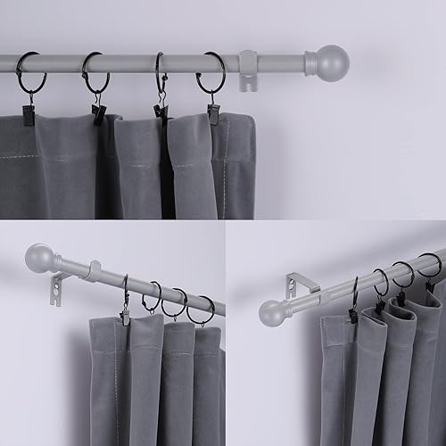 Miniatura 2 de Barras de cortina para ventanas de 48 a 84-92 pulgadas, barra de cortina de níquel cepillado de 58 pulgadas, barras de cortina pequeñas de acero