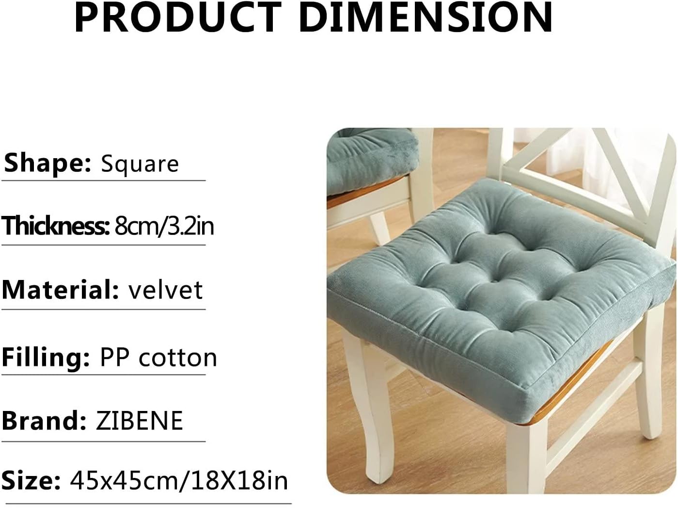 Seat Pads for Metal Kitchen Chairs, Seat Cushion for Dining Chair Washable, Square Seat Dining Chair Cushions 18x18, Indoor Velvet Kitchen Chair Pads, Warm and Soft, 8cm Extra Thick Royal Blue