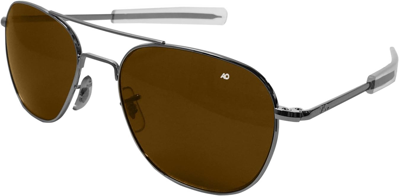 American Optical Original Pilot Eyewear 55mm Silver Frame with Bayonet Temples and True Color Gray Glass Lens