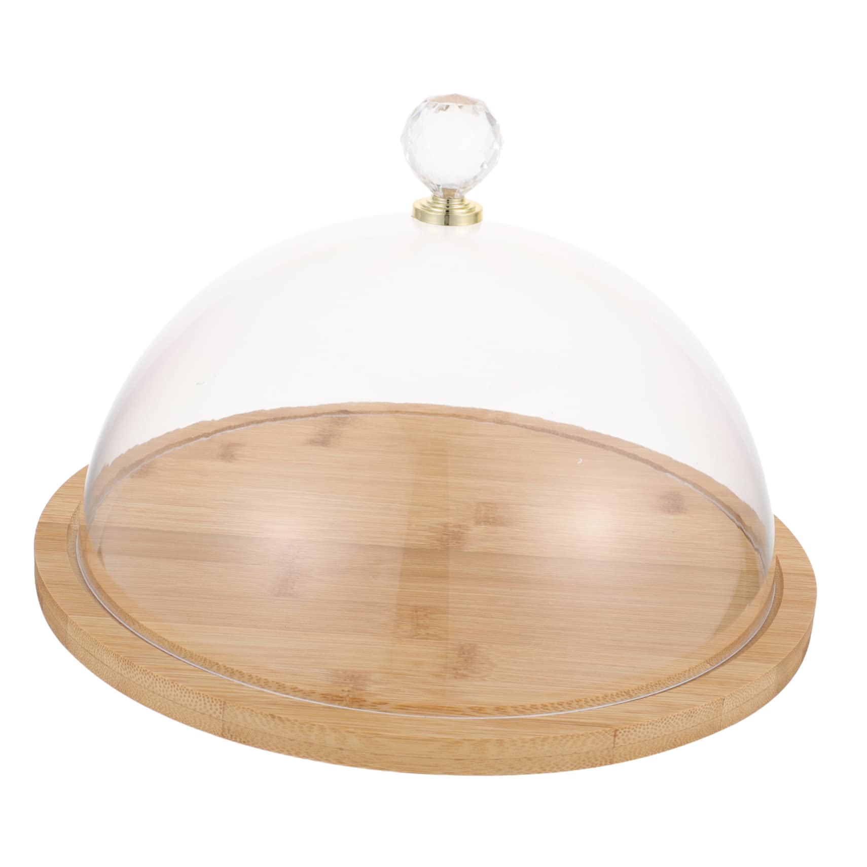 Veemoon Présentoir à Gâteaux Rond en Bois Dôme Acrylique Transparent