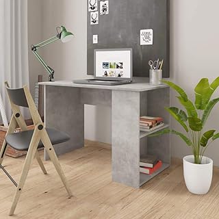 SKM Scrivania Grigio Cemento 110x60x73 cm in Truciolato