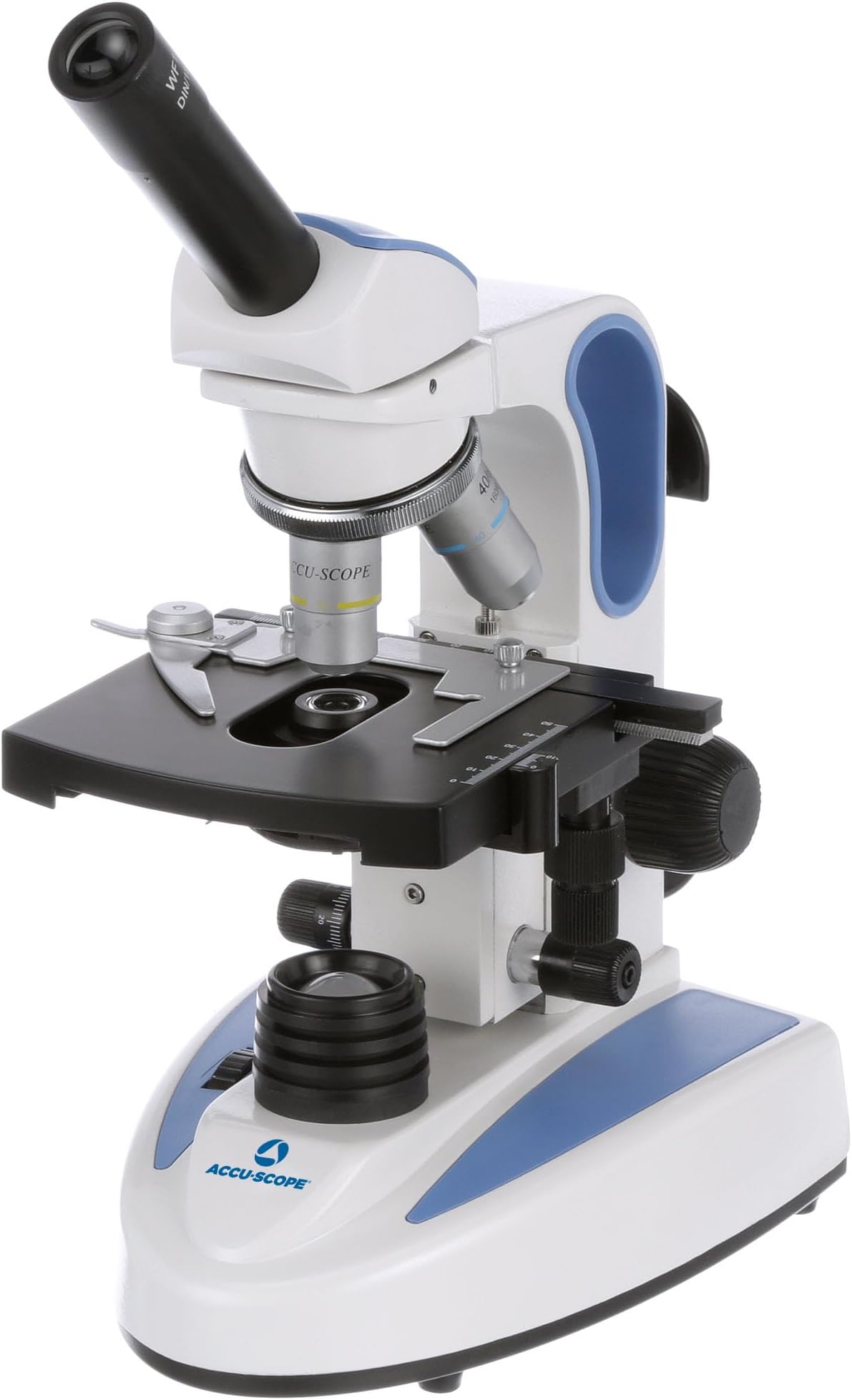 EXM-150-MS-DF 2-in-1 Brightfield/Darkfield Microscope - Monocular, 40-400X Magnification, Mechanical Stage, Cordless LED, Student-Proof Design for Laboratory & Home - Biological Microscope
