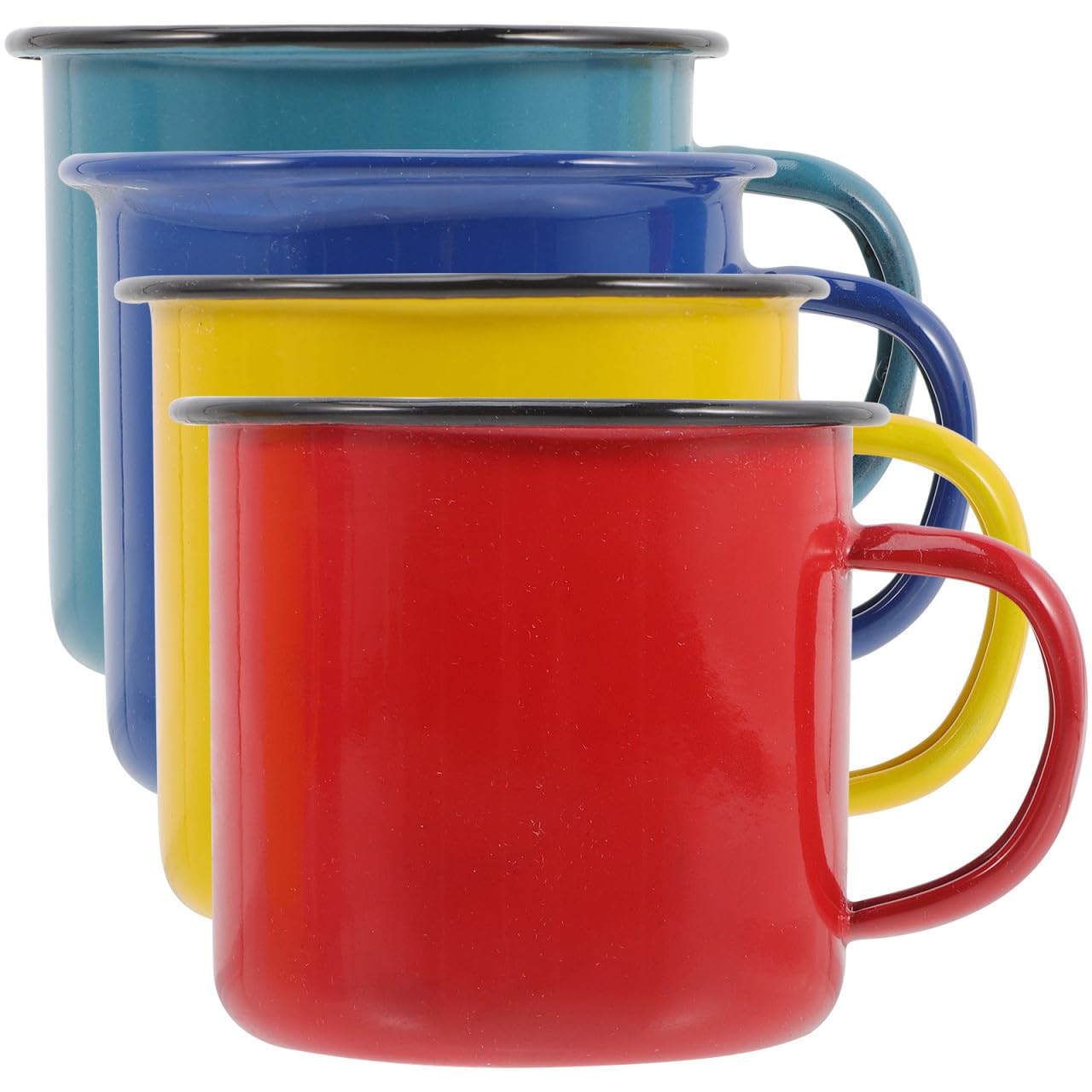 4 Piezas Tazas Esmaltadas Resistentes al Calor para Hogar y Oficina, Fáciles de Limpiar, Estilo Sencillo, Ideales para Desayuno y Uso Diario