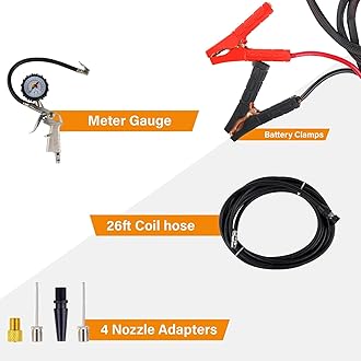 ROADPOWER 2 Cylinder Car Air Compressor Ultra Extreme 4x4 Tire Super Air Flow Portable 180 PSI AMP 80A 12V Tire Inflator For Car Truck Bicycle Football And Other Inflatables With Carry Box