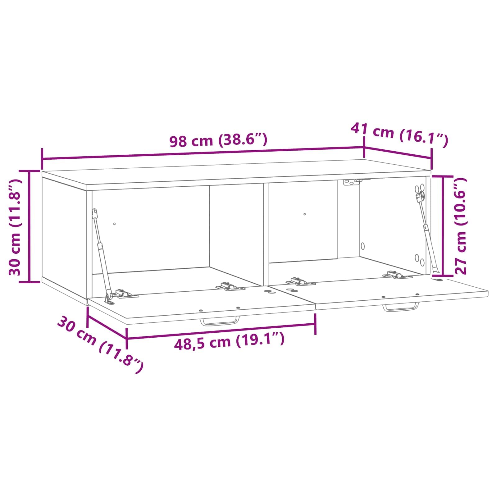 Générique Mobile TV da parete, 98 x 41 x 30 cm, in legno di ingegneria | Ripiani integrati, organizer per dispositivi, gestione dei cavi, design salvaspazio, costruzione solida