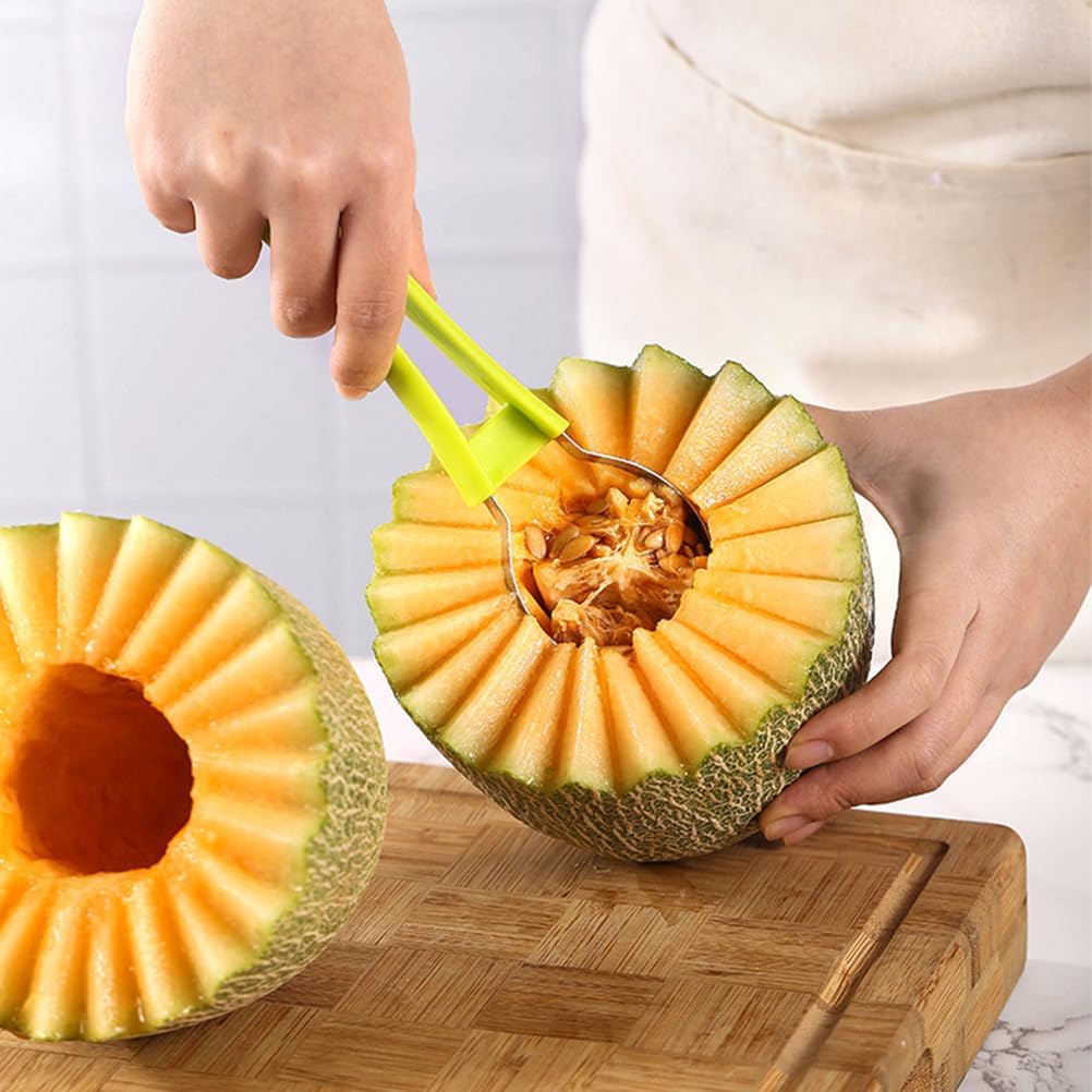 Hemoton Melon Baller Scoop Set, Stainless Steel Fruit Scooper, Double Sided Melon Baller Spoon, Avocado Cutter, Watermelon for Dig Pulp Separator