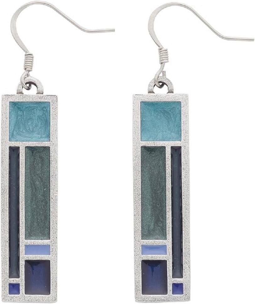 Danforth Riversong/Twilight Wire Earrings For Women – Handcrafted Pewter Art Deco Earrings – 1 ½”, Made In USA