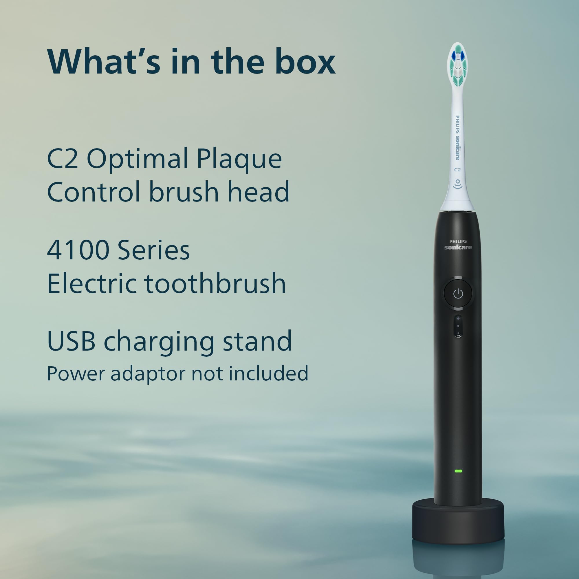 Philips Sonicare Spazzolino elettrico serie 4100, spazzolino sonico con sensore di pressione, 3 livelli di intensità, funzione EasyStart, SmarTimer e QuadPacer, autonomia di 14 giorni, nero, modello