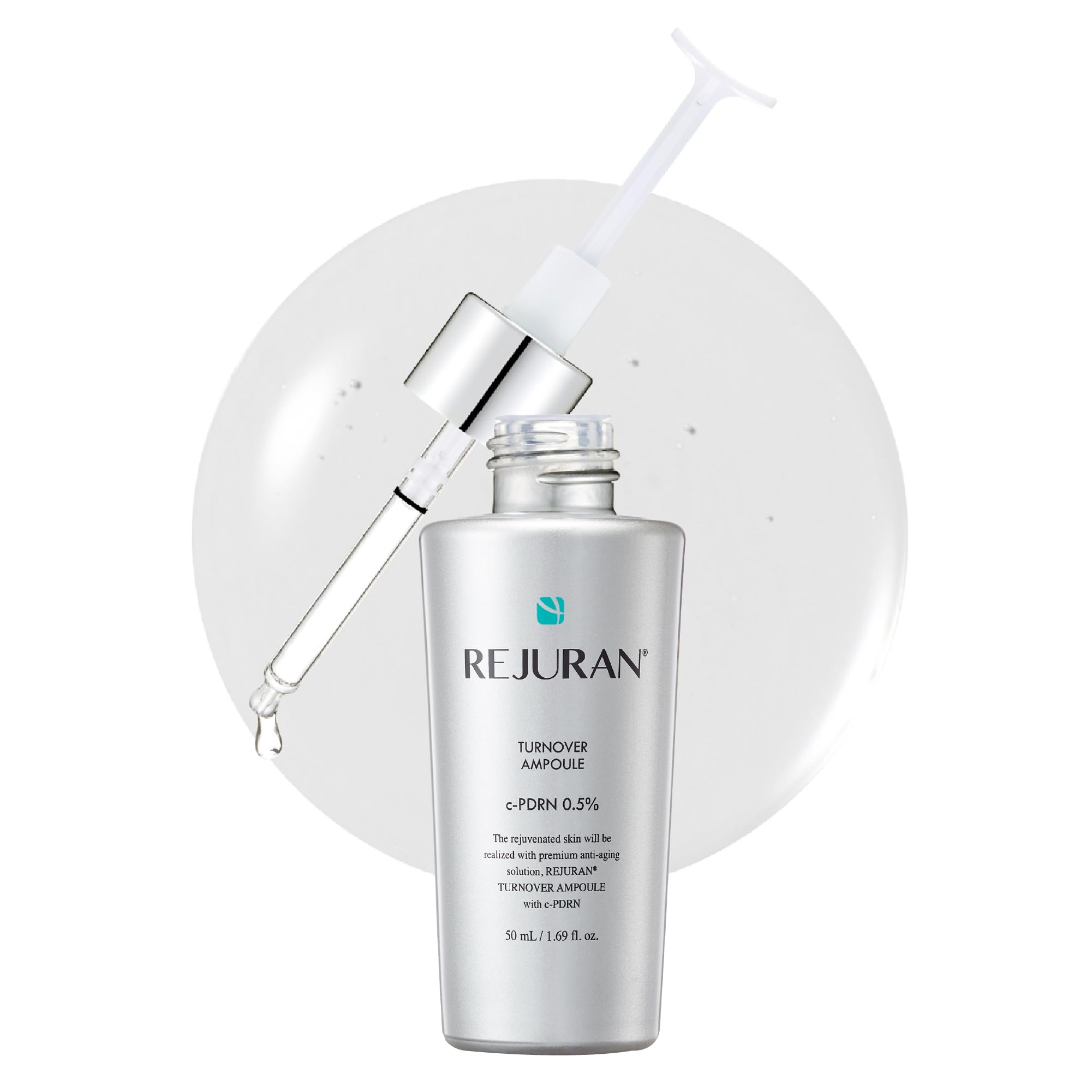 REJURANTurnover Ampoule, c-PDRN® [Larger Size] - Original Salmon DNA PDRN Face Serum for Rejuvenation, Firming, Hydration & Youthful Glow, Smooths Skin Texture. Korean Skincare (1.69 fl oz)