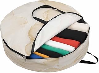 Storage Bag Beige Marble Round Storage Totes Bins Closet Organizers with Zippers & Handle Abstract Waves Cloud Clothes Storage Container for Bedroom Dorm Space Saving Packing Supplies Moving Bags