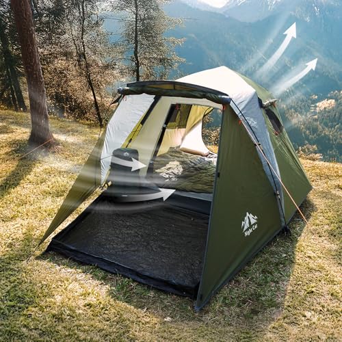 Image of Night Cat Cabin Tent with Vestibule: 3 Persons Pop Up Camping Tent Double Layers Easy Quick Setup Waterproof