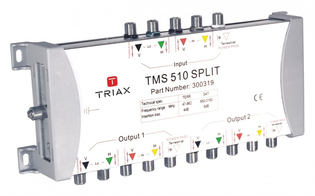 Triax TMS 510 Split 5X 2-Fach Verteiler Eingänge 4X SAT weiß