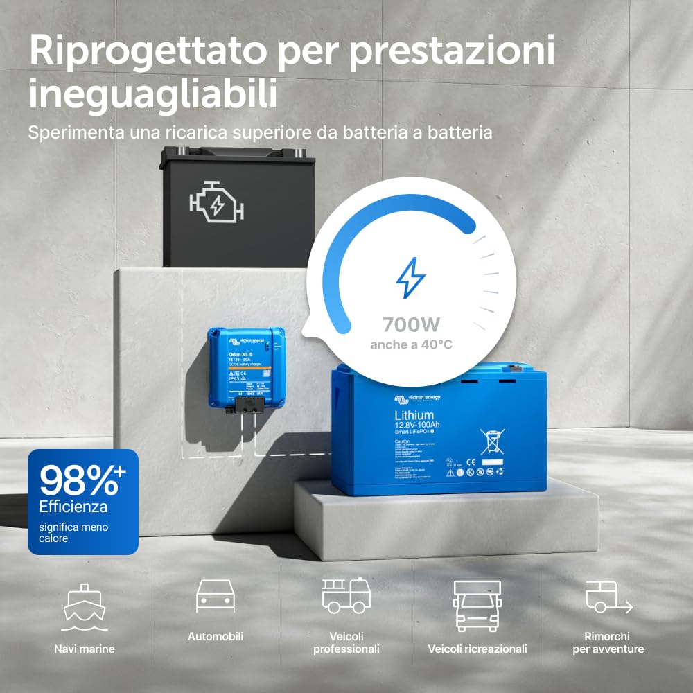 Victron Energy Orion XS 12/12-Volt 50 Amp Caricatore Batteria DC-DC con Miglioramenti EMC