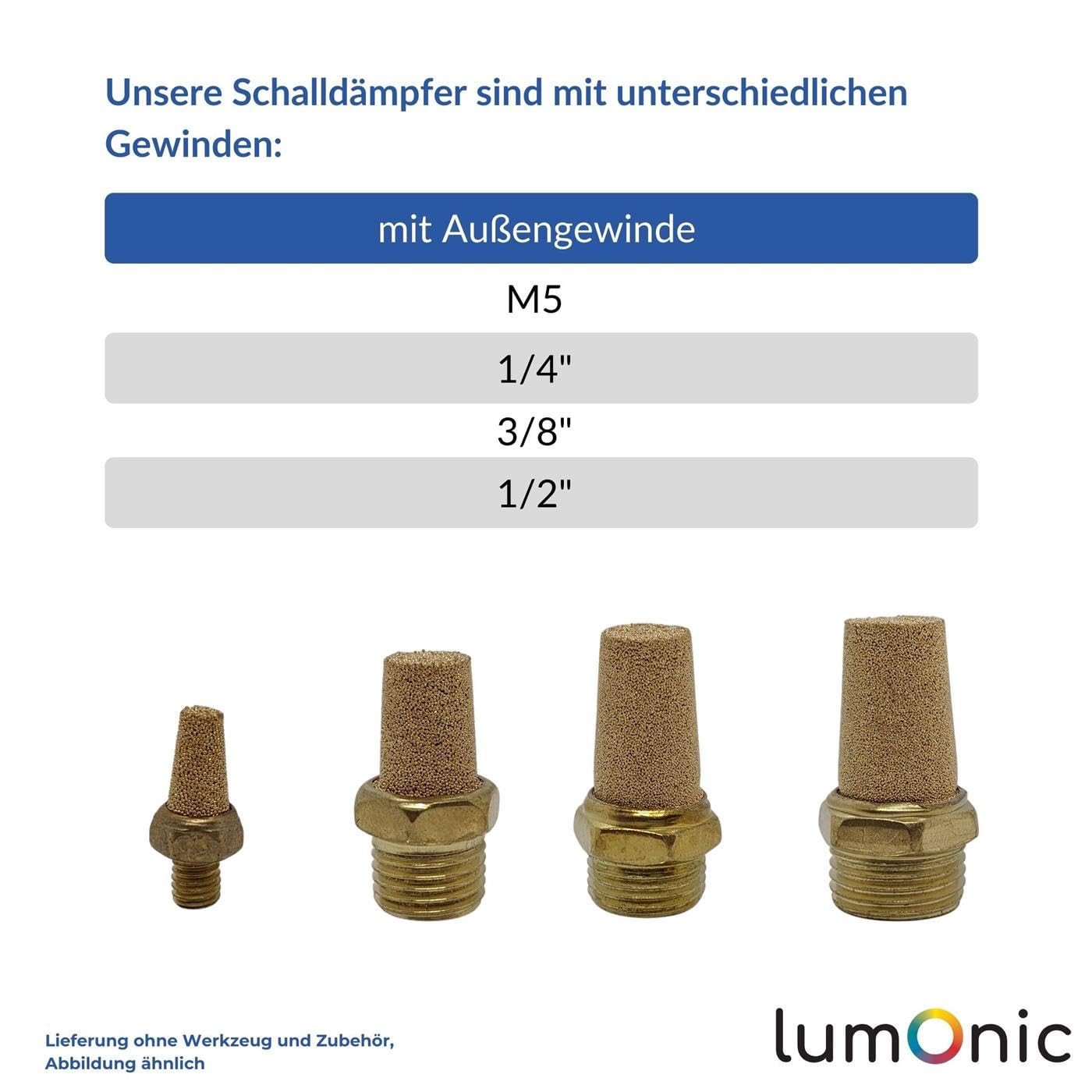 Lumonic 10x I PU Schlauch Schalldämpfer mit Gewinde I 1/4" I Luftschalldämpfer I pneumatischer Schalldämpfer I Druckluft-Schalldämpfer I Druckluft & Automatisierung