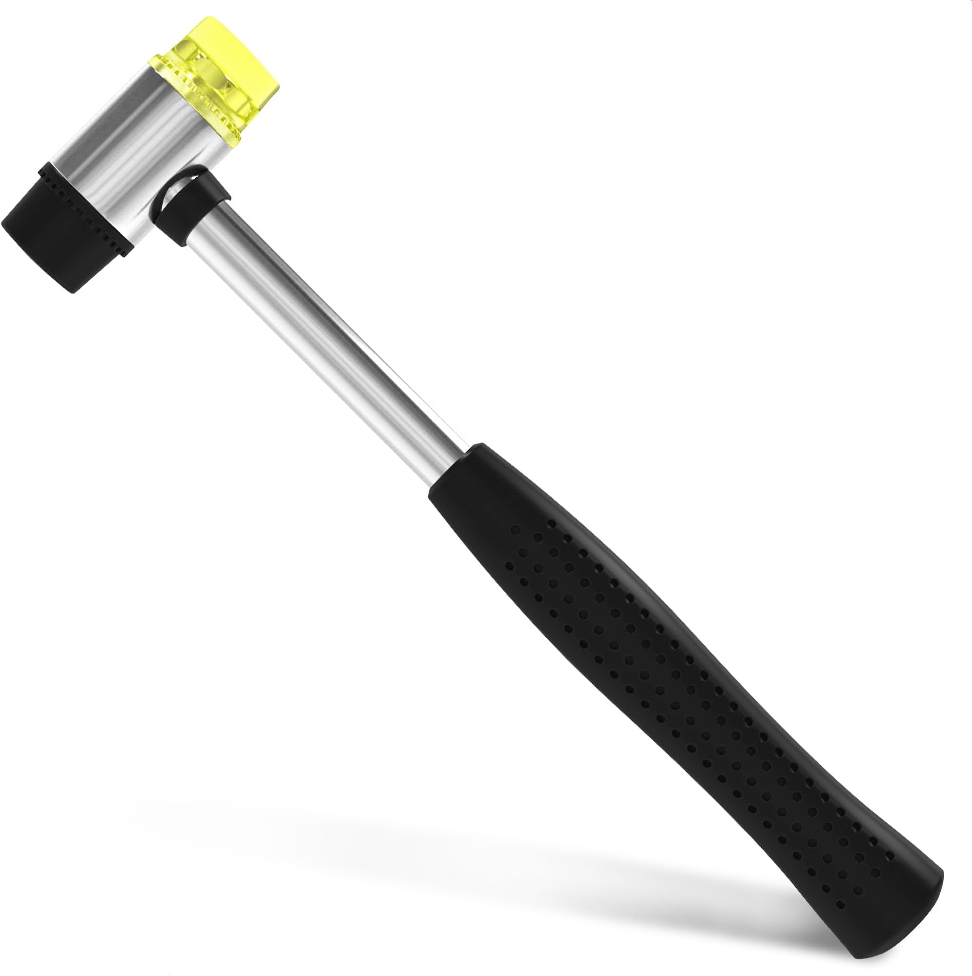 Small Double Faced Hammer for DIY and Crafters - 25mm Non Marring Rubber Mallet Hammer, Stainless Steel Ergonomic Handle, Durable and Long-Lasting, Good for Flooring, Tiling and Woodworking