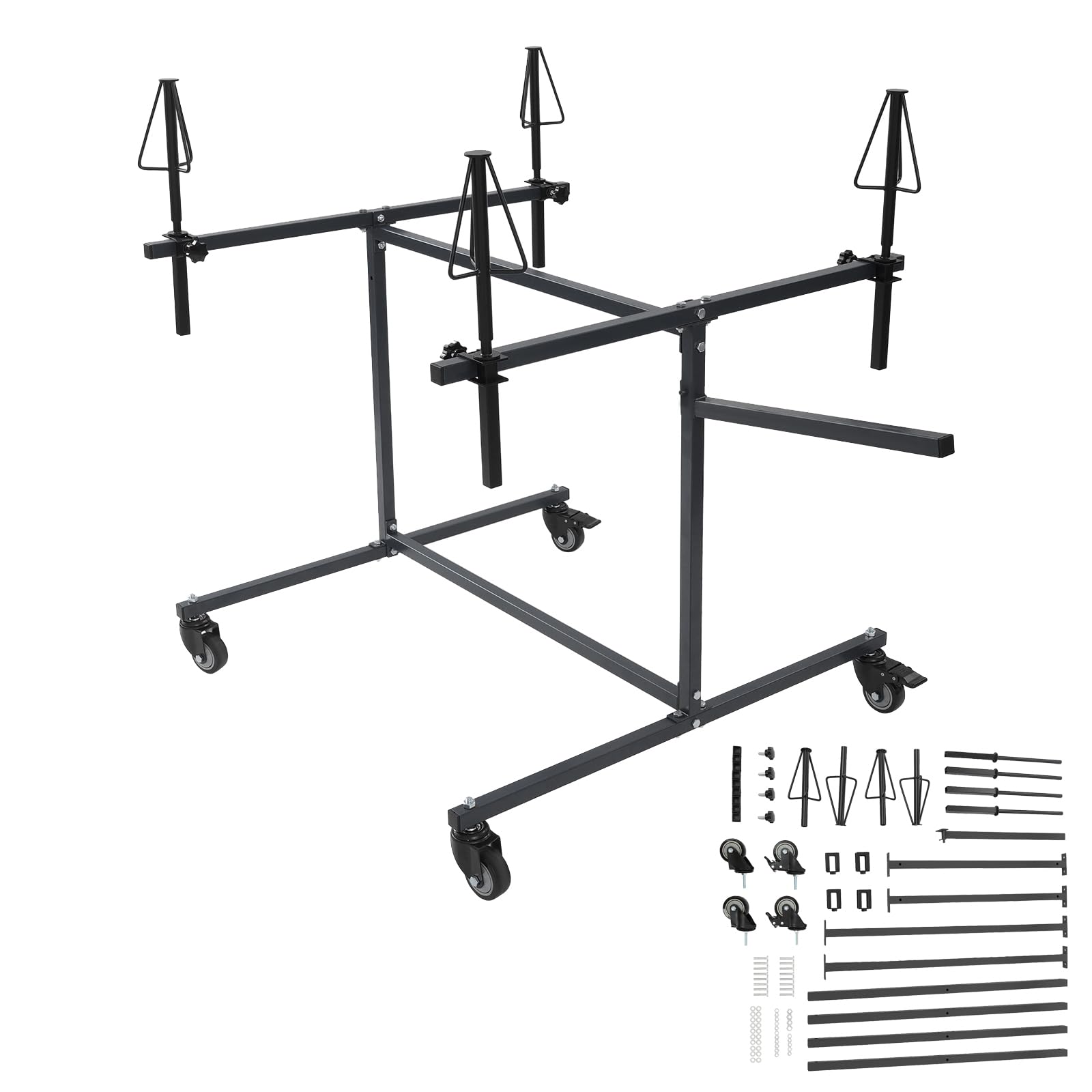 Fahrbar Felgenlackierständer für 4 Felgen, Höhenverstellbar Lackierständer, Felgen Lackieren Ständer Halter Bock, Einstellbar Lackierwagenreparaturständer (Schwarz)