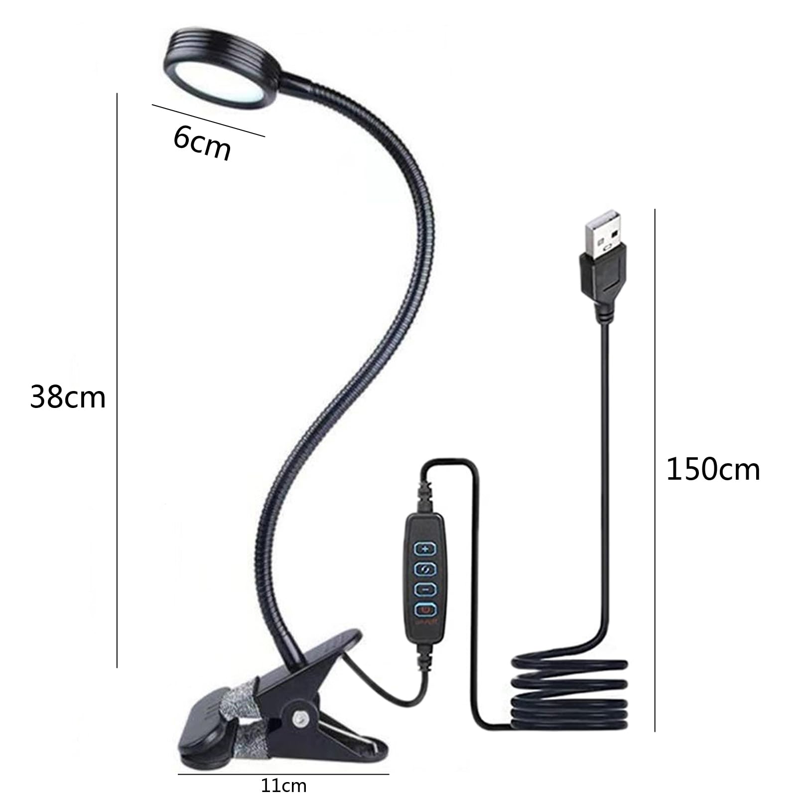 24 LED Leselampe Buch Klemme, 3-Stufen Farbtemperatur,10 Helligkeit Klemmleuchte