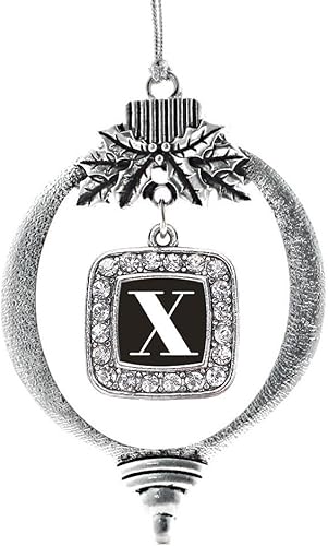 Miniatura 137 de Inspired Silver - My Vintage Initials - Adorno con dije de letra J - Adornos navideños cuadrados de plata con joyas de circonita cúbica