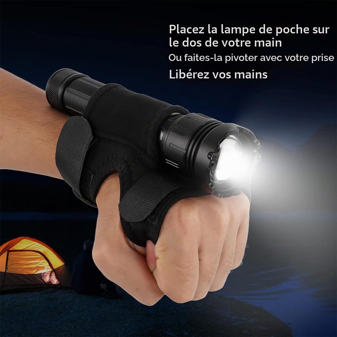 Étui de Lampe de Poche, Sacoche Torche Portable Mains Libres Étui de Lampe de Poche sur Poignet Bras Support de Lampe de Plongée sous-Marine, Réglable Accessoires de Plongée Sous-marine