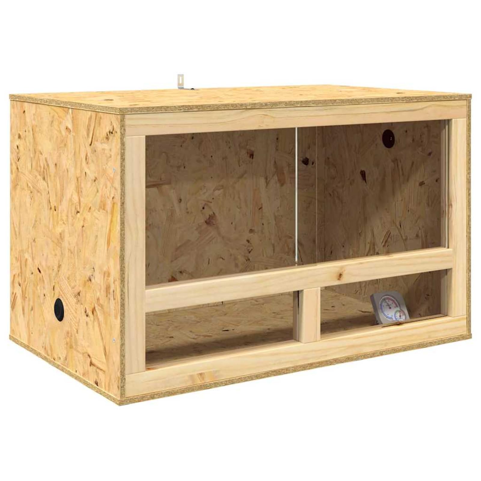 Terrario OSB 80x50x50 cm per Rettili e Roditori, con Vetro Temperato e Termometro, Design Rustico Moderno, Spazioso, Facile Assemblaggio, Solo per Interni