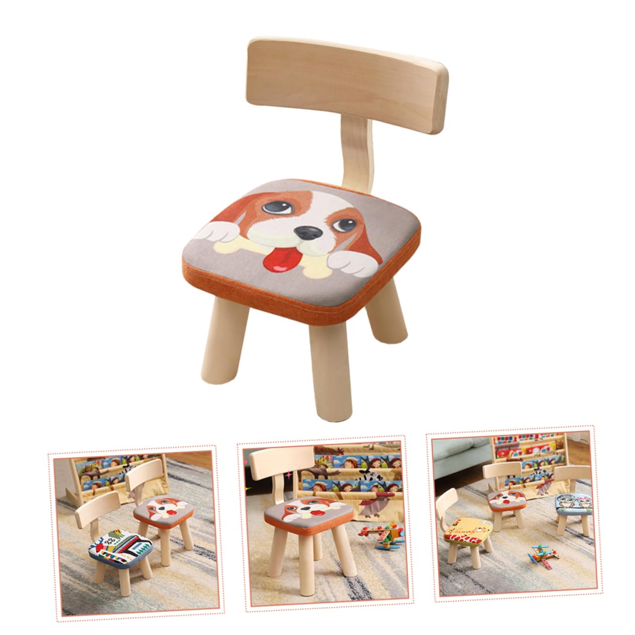 IMIKEYA Boys and Girls Comfy Chair Wooden Back Stool Toddlers Back Stool Safe Children